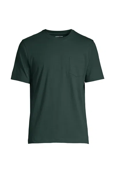 Lands' End Men's Big And Tall Super-t Short Sleeve T-shirt With Pocket In Green