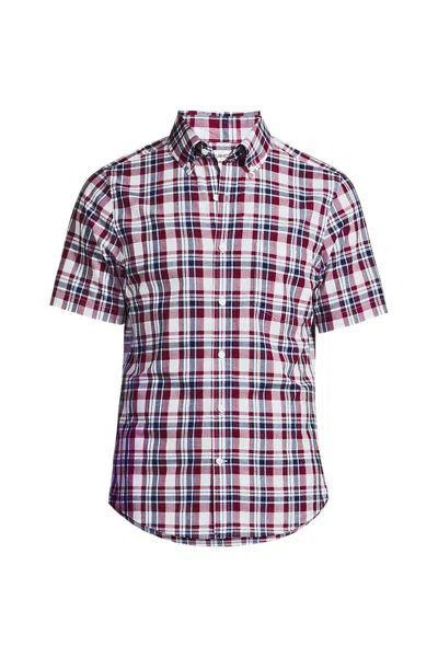 Lands' End Men's Big And Tall Traditional Fit Short Sleeve Madras Shirt In Multi