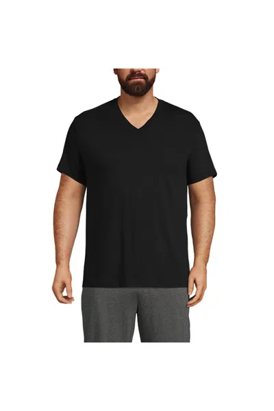 Lands' End Men's Big And Tall V-neck Undershirt 3 Pack In Black