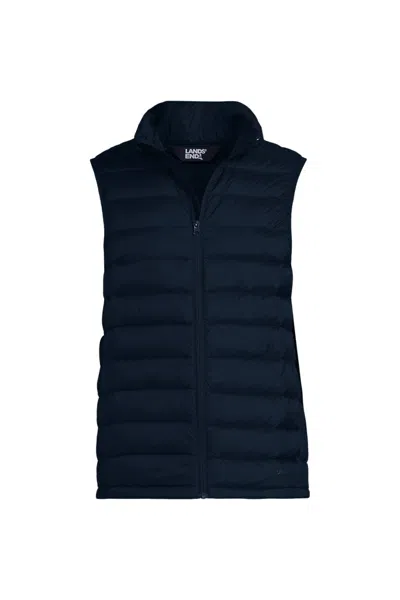 Lands' End Men's Big And Tall Wanderweight Packable Down Vest In Blue