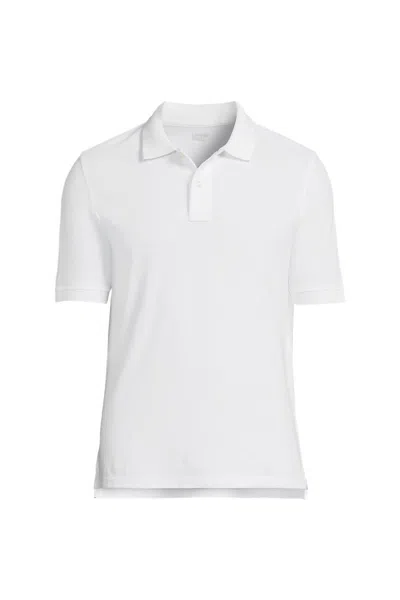 Lands' End Men's Big Banded Short Sleeve Mesh Polo In White