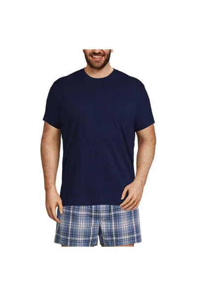 Lands' End Men's Big Crewneck Undershirt 3 Pack In Blue