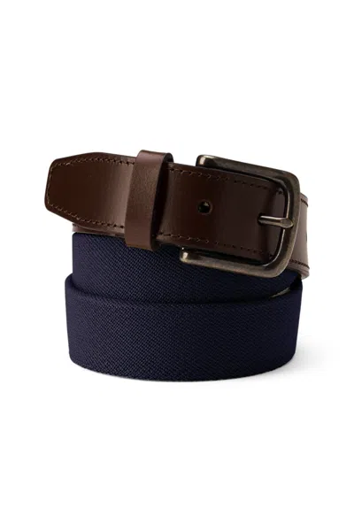Lands' End Men's Big Elastic Surcingle Belt In Blue