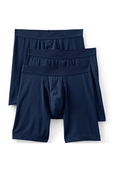 Lands' End Men's Big Flex Performance Boxer Brief 3 Pack In Blue