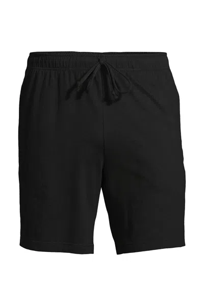 Lands' End Men's Big Knit Jersey Pajama Shorts In Black
