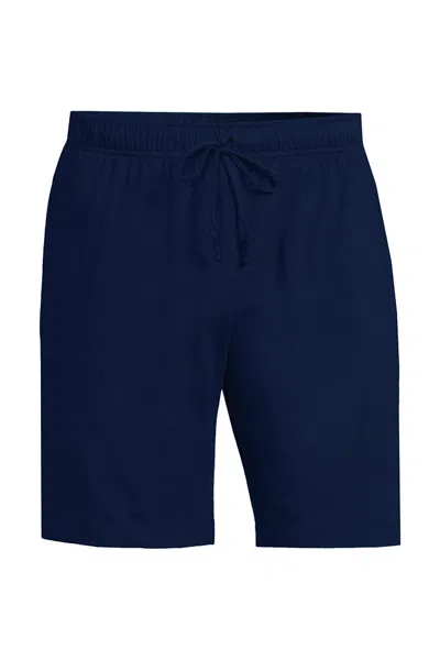 Lands' End Men's Big Knit Jersey Pajama Shorts In Blue