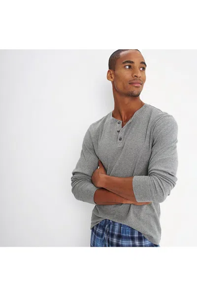 Lands' End Men's Big Knit Rib Pajama Henley In Gray