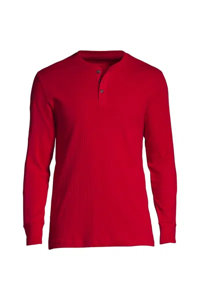 Lands' End Men's Big Knit Rib Pajama Henley In Red