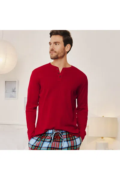 Lands' End Men's Big Knit Rib Pajama Henley In Red