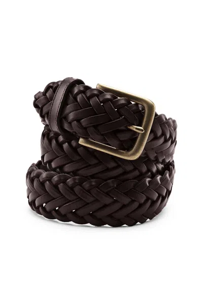 Lands' End Men's Big Leather Braid Belt In Brown