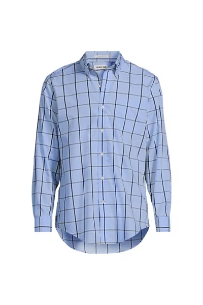 Lands' End Men's Big Long Sleeve Buttondown No Iron Broadcloth Shirt In Blue