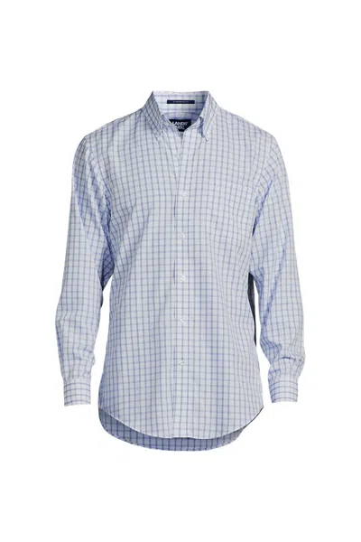 Lands' End Men's Big Long Sleeve Buttondown No Iron Broadcloth Shirt In Multi
