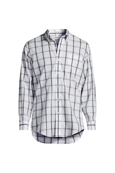 Lands' End Men's Big Long Sleeve Buttondown No Iron Broadcloth Shirt In Blue