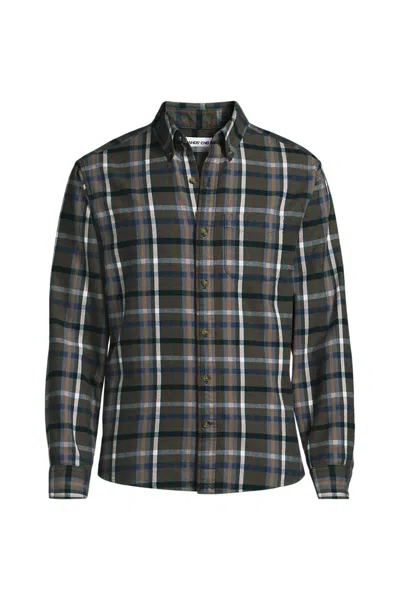 Lands' End Men's Big Long Sleeve Classic Fit Flagship Flannel Shirt In Green