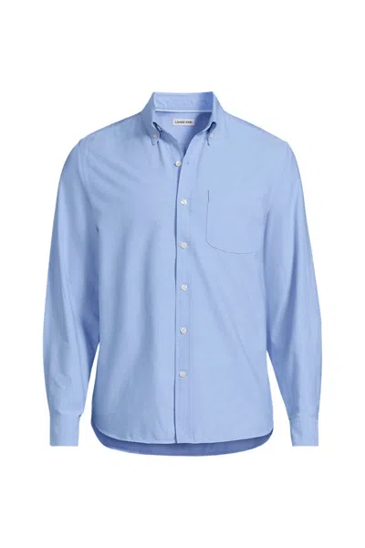 Lands' End Men's Big Long Sleeve Easy Fit Sail Rigger Oxford Shirt In Blue