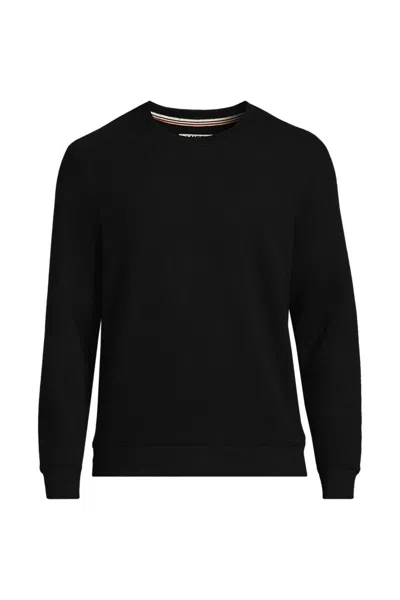 Lands' End Men's Big Long Sleeve Serious Sweats Crew Sweatshirt In Black