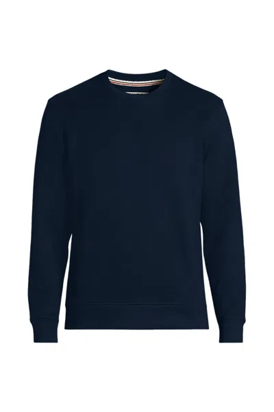 Lands' End Men's Big Long Sleeve Serious Sweats Crew Sweatshirt In Blue