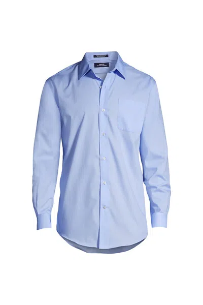 Lands' End Men's Big Long Sleeve Straight Collar Broadcloth Dress Shirt In Blue