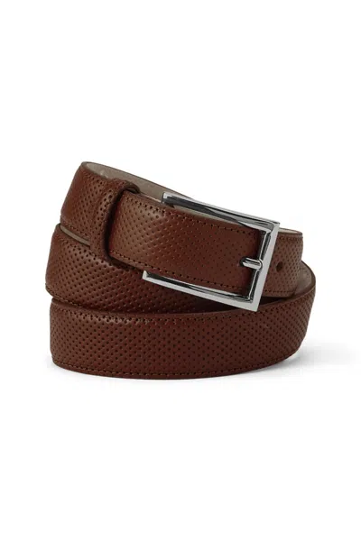 Lands' End Men's Big Perforated Leather Chino Belt In Brown