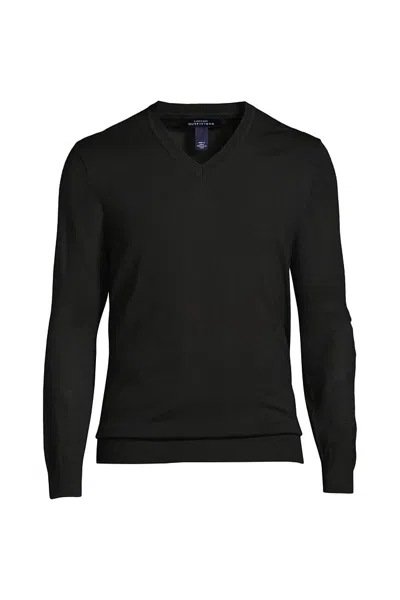 Lands' End Men's Big Performance Long Sleeve Vneck Pullover Sweater In Black