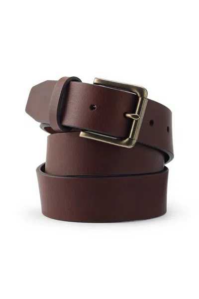 Lands' End Men's Big Rugged Leather Belt In Brown