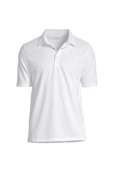 Lands' End Men's Big Short Sleeve Active Pique Polo In White