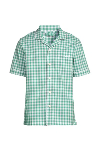 Lands' End Men's Big Short Sleeve Essential Pajama Shirt In Green