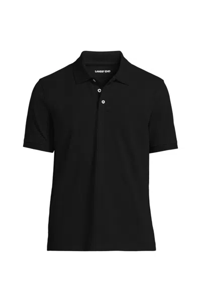 Lands' End Men's Big Short Sleeve Performance Mesh Pique Polo In Black