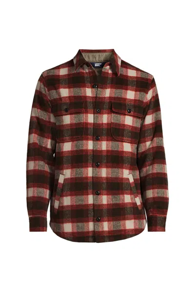 Lands' End Men's Big Super Brushed Shirt Jacket In Multi