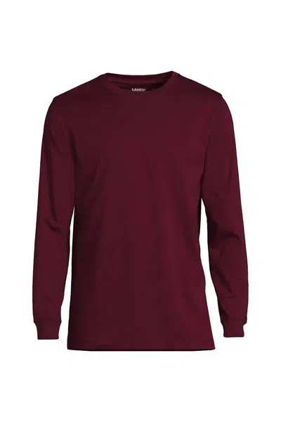 Lands' End Men's Big Super-t Long Sleeve T-shirt In Red