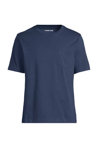 Lands' End Men's Big Super-t Short Sleeve T-shirt With Pocket In Blue
