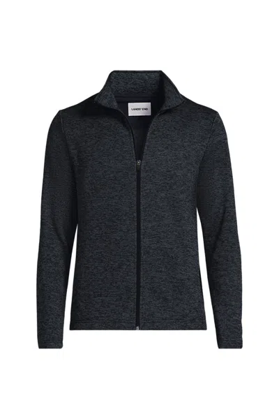 Lands' End Men's Big Sweater Fleece Zip Front Jacket In Black