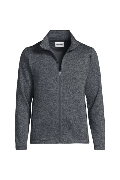 Lands' End Men's Big Sweater Fleece Zip Front Jacket In Gray