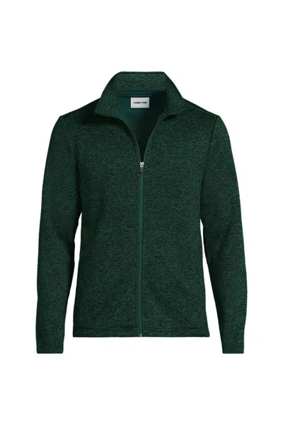 Lands' End Men's Big Sweater Fleece Zip Front Jacket In Green