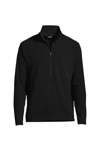 Lands' End Men's Big Thermacheck 100 Fleece Quarter Zip Pullover Top In Black