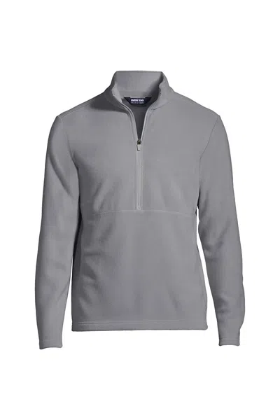 Lands' End Men's Big Thermacheck 100 Fleece Quarter Zip Pullover Top In Gray