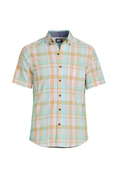 Lands' End Men's Big Traditional Fit Short Sleeve Madras Shirt In Brown