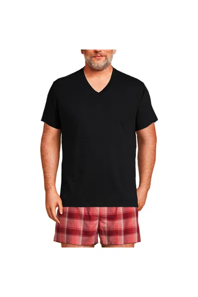 Lands' End Men's Big V-neck Undershirt 3 Pack In Black