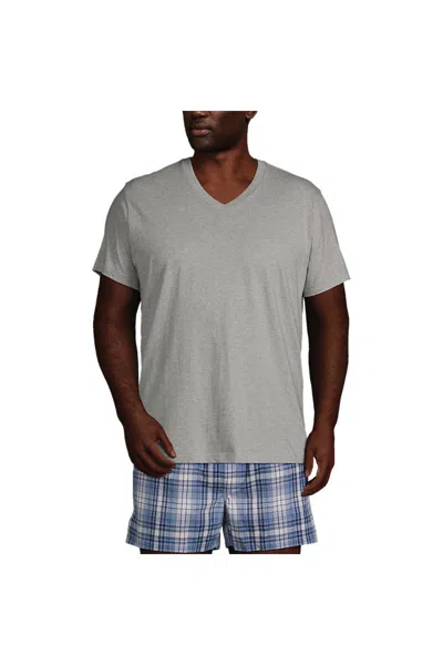 Lands' End Men's Big V-neck Undershirt 3 Pack In Gray
