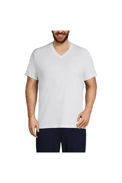 Lands' End Men's Big V-neck Undershirt 3 Pack In White
