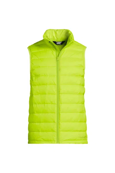 Lands' End Men's Big Wanderweight Packable Down Vest In Green