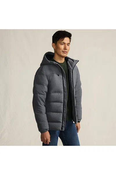 Lands' End Men's Brushed Heritage Max 600 Down Puffer Hooded Jacket In Gray