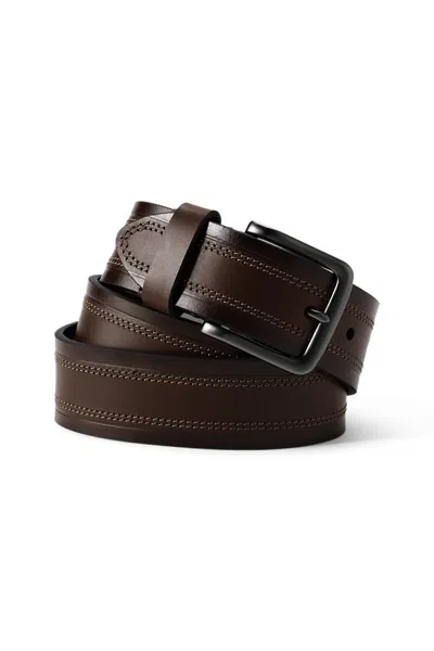 Lands' End Men's Buffalo Leather Chino Belt In Brown