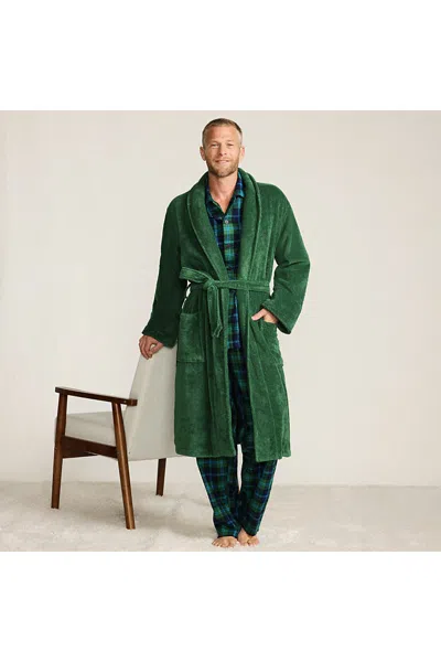 Lands' End Men's Calf Length Turkish Terry Robe In Green