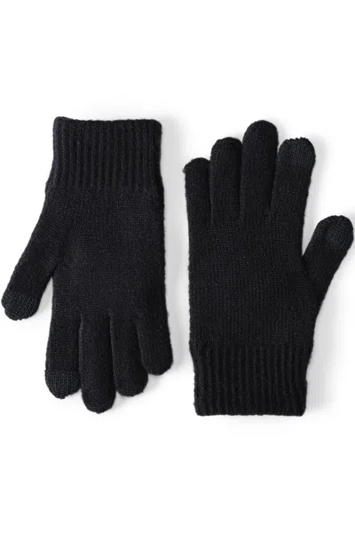 Lands' End Men's Cashtouch Knit Gloves In Black