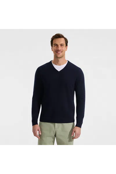 Lands' End Men's Cashtouch V Neck Sweater In Blue