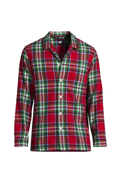 Lands' End Men's Classic Fit Flannel Pajama Shirt In Red