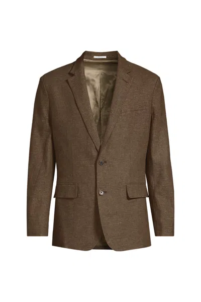 Lands' End Men's Classic Fit Linen Blend Blazer In Brown