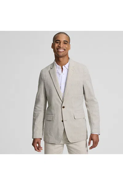 Lands' End Men's Classic Fit Seersucker Blazer In Gray