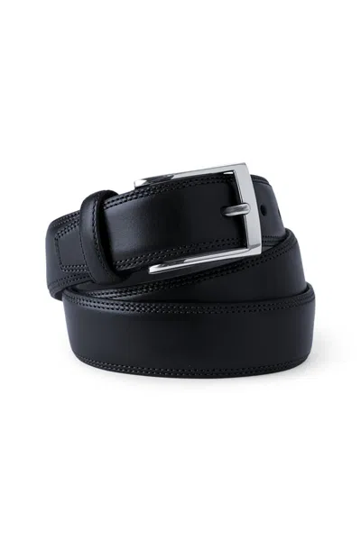 Lands' End Men's Classic Leather Chino Belt In Black